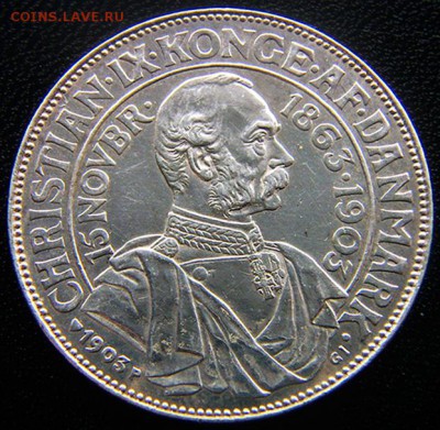 Дания_памятные 2 кроны 1903. Серебро; до 09.06_22.04мск - 12373