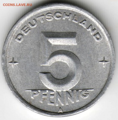ГДР. 5 пфеннигов 1949 г. А до 24.00 16.06.16 г - Scan-160608-0013