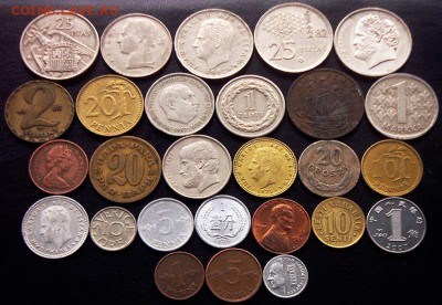 55 разных зарубежных монет (см. описание). До 10.06_22.00мс - 4