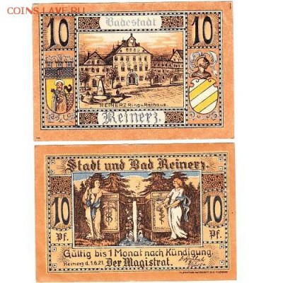 10 пфеннигов 1921г г.Райнерц, Германия до 17.06.16 - 10пфен1921Райнерц