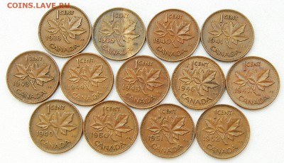 [ФИКС] Канада 1 цент 1937-1952 по 50р Лот Ф022 - до 18.06 - 910