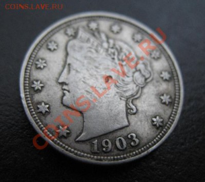 США, 1903 г, V cent, до 23.11 в 21-30 мск - 1903 сша 5