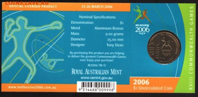 Клин15,Вязьма,Костромская12р.НУ ПОГОДИ 5001е мульты 1050 - 2006 Melbourne Commonwealth Games $1 Coin - 'M' Mintmark 1-8.75