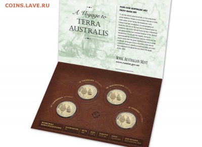 Клин15,Вязьма,Костромская12р.НУ ПОГОДИ 5001е мульты 1050 - 2014 Australia Privymark & Mintmark $1 Four Coin Set - A Voyage Terra Australis 1- 22.95