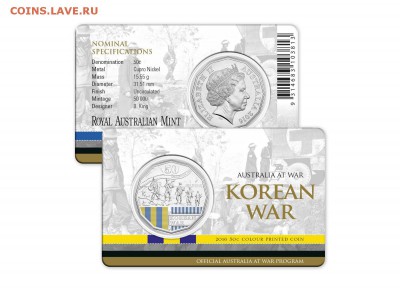 Клин15,Вязьма,Костромская12р.НУ ПОГОДИ 5001е мульты 1050 - 2016 Australia at War Series - Korean War - 50c Coin 2-10