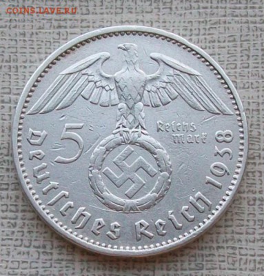 5 марок 1938 г. , Гинденбург  до 22 -00 час.  21.06.2016 г. - ф2