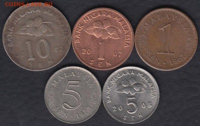 5 монет Малайзии до 21.06.2016 21-00 - Малайзия а