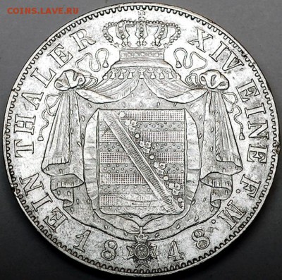 Германия. Саксония_серебряный талер 1848; до 20.06_22.06мск - 10831