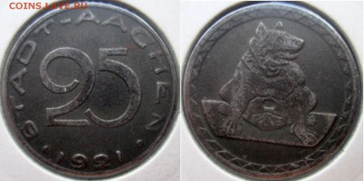 Нотгельды Германии. Обзорная тема. - 25 пф.1921г. Аахен1
