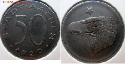 Нотгельды Германии. Обзорная тема. - 50 пф.1920г. Аахен