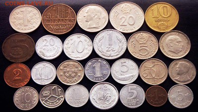 53 разные зарубежные монеты (см. описание). До 25.06_22.08мс - 4