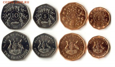 Уганда, набор 1987г UNC, 4шт до 30.06.16 - уганда100