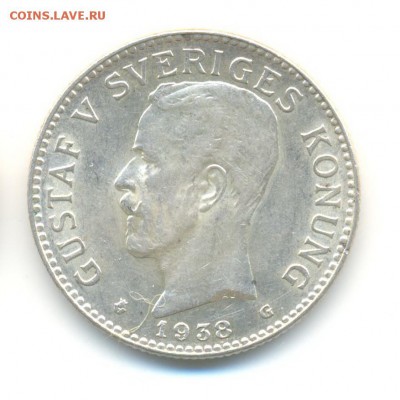 Ag. Швеция 2 кроны 1938. XF. с 200 руб . до 3.07 22:00 - 14