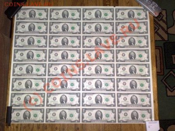 Долары США 32 штуки на одной бумаге. - 08022009165