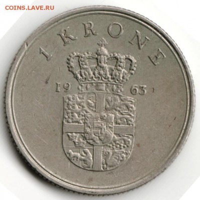 Дания.  1 крона 1963 г. до 24.00 06.07.16 г. - Scan-160629-0032