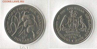 4 доллара Доминика 1970 UNC - 20