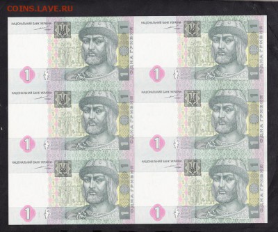 Украина 2004 1гривна лист 6шт пресс - 277а