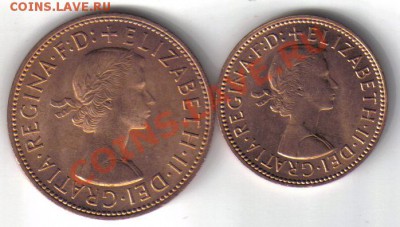 2 и 1 пенни 1967 в блеске до 25.11 21.00мск - Британия полпенни,пенни 1967-1