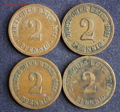 С 1 руб.КАЙЗЕРРЕЙХ 2 пфеннига 1911г."D,А,F,G" 4 шт.до 12.07 - IMG_2076.JPG