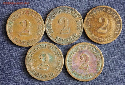 С 1руб.КАЙЗЕРРЕЙХ 2 пфеннига 1905г."D,А,F,Е,J" 5 шт.до 12.07 - IMG_2070.JPG