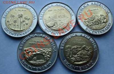 АРГЕНТИНА 5 монет (биметалл) по 1 песо 2010 до 29.11 22-00 - SDC10608.JPG