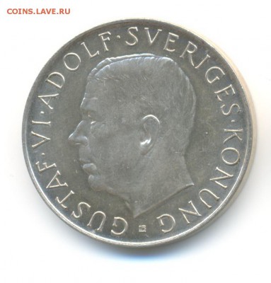 Ag. Швеция 5 крон 1952. 70 лет Густаву. с 1 руб. до 11.07 - 1
