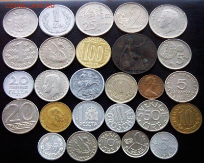 54 разные зарубежные монеты (см. описание). До 11.07_22.02мс - 2