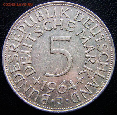 ФРГ_5 марок 1964(J). Серебро; до 12.07_22.28мск - 12456