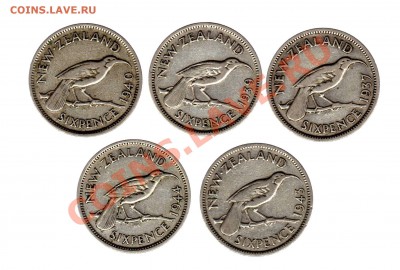 Новая Зеландия, разные номиналы 1933-1964 г.г. - 6п 1