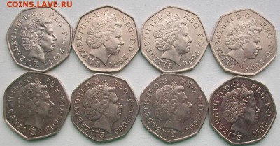 Великобритания 50 пенсов Юбилейные 8 шт. без повторов+альбом - 100_5576