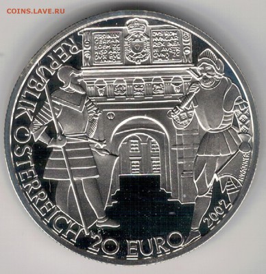 Ag Австрия 20 евро 2002 Фердинанд I ДО 19.07.16 В 22Ч - 5-ав1