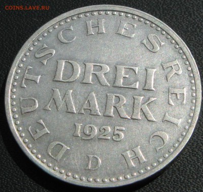 WEIMAR 3 мark 1925 D. - аверс