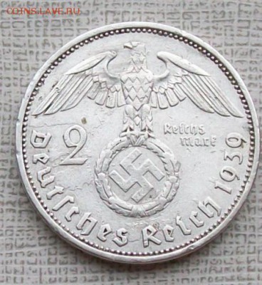 2 марки 1939 г. Гинденбург,Рейх. До 22 час.30 мин. 21.07.201 - ф21 м