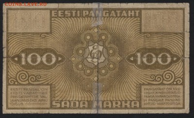 100марок 1921 г. Эстония. Не частая до 22-00 мск 24.07.16 г. - 100 марок 1921 Эстония реверс