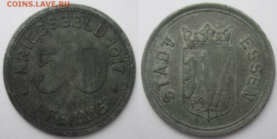 Нотгельды Германии. Обзорная тема. - 50 пф. 1917г. Эссен, цинк