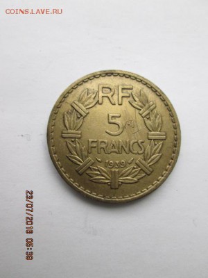 Франция,  5 фр., 1939 г., до 29 июля - 2016-07-23 02-39-32.JPG