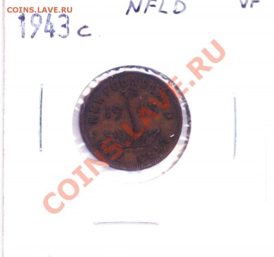 L50 Ньюфаундленд 1¢ 1943c VF до 1.12 в 22°° - L50 1c NFLD1943 VF_2