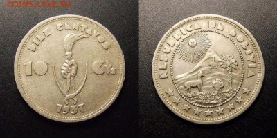 на оценку (Боливия; Эквадор и Порт. Индия) - Боливия – 10 сентаво (1937) «Факел»