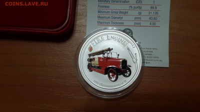 Серебро. 1 доллар о.Кука. 2006. Пожарная машина. #2 - 20160729_213916