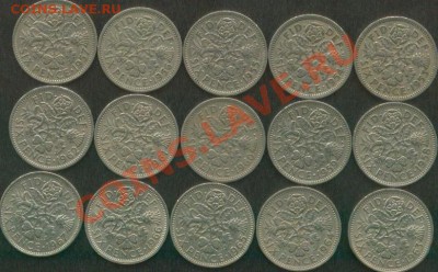 Оценка Англия и США. Старые - от 1913, Сохран! Много монет. - 6 пенсов_2
