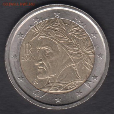 Италия 2 евро 2002 до 03.08.2016 21-00 - 2 евро Италия 2002 а