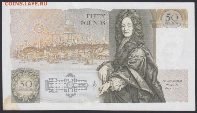 ВЕЛИКОБРИТАНИЯ 50 фунтов (1988-1991) 381b UNC с пятном... - ВЕЛИКОБРИТАНИЯ 50.1988-1991 D72 010747