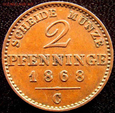 Германия. Пруссия_2 пфеннига 1868; до 06.08_22.04мск - 12330