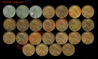 США 48 монет 1 цент 1912-1958 без повторов - центы 43-58а