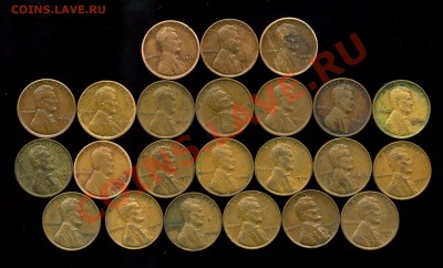 США 48 монет 1 цент 1912-1958 без повторов - центы 12-42 а