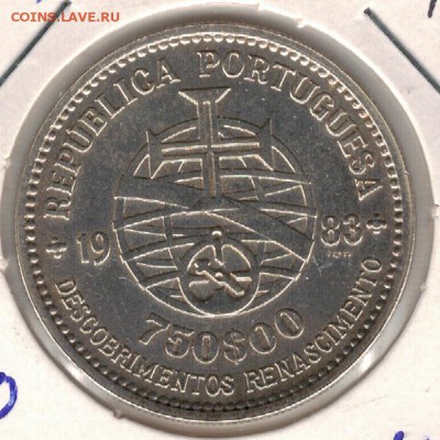 Ag ПОРТУГАЛИЯ 750 ЭСКУДО 1983 ВЫСТАВКА 11.08 В 22Ч (В878) - 5-п750а