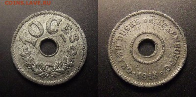 Пять монет разных стран на оценку - Люксембург – 10 сантимов (1915) цинк