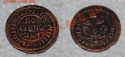 Ряд монет, в основном Петр 1. Помощь в оценке. - Полушка 1703.JPG
