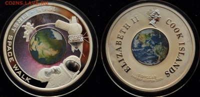 1 доллар 2009г. Острова Кука, Первый выход в космос - 1доллар2009_1_1