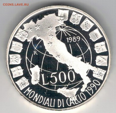 Ag ИТАЛИЯ 500 ЛИР 1989 ФУТБОЛ ДО 18.08 В 22.00МСК (Г155) - 5-ит500а